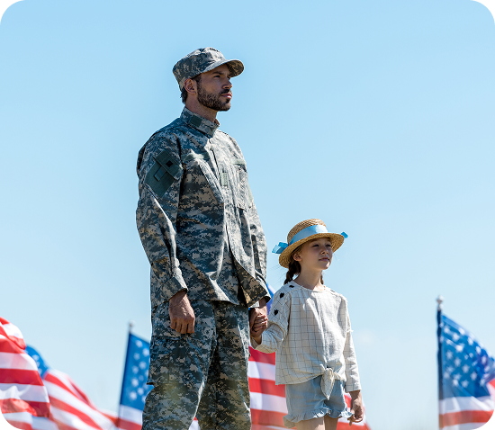 Military father with daughter