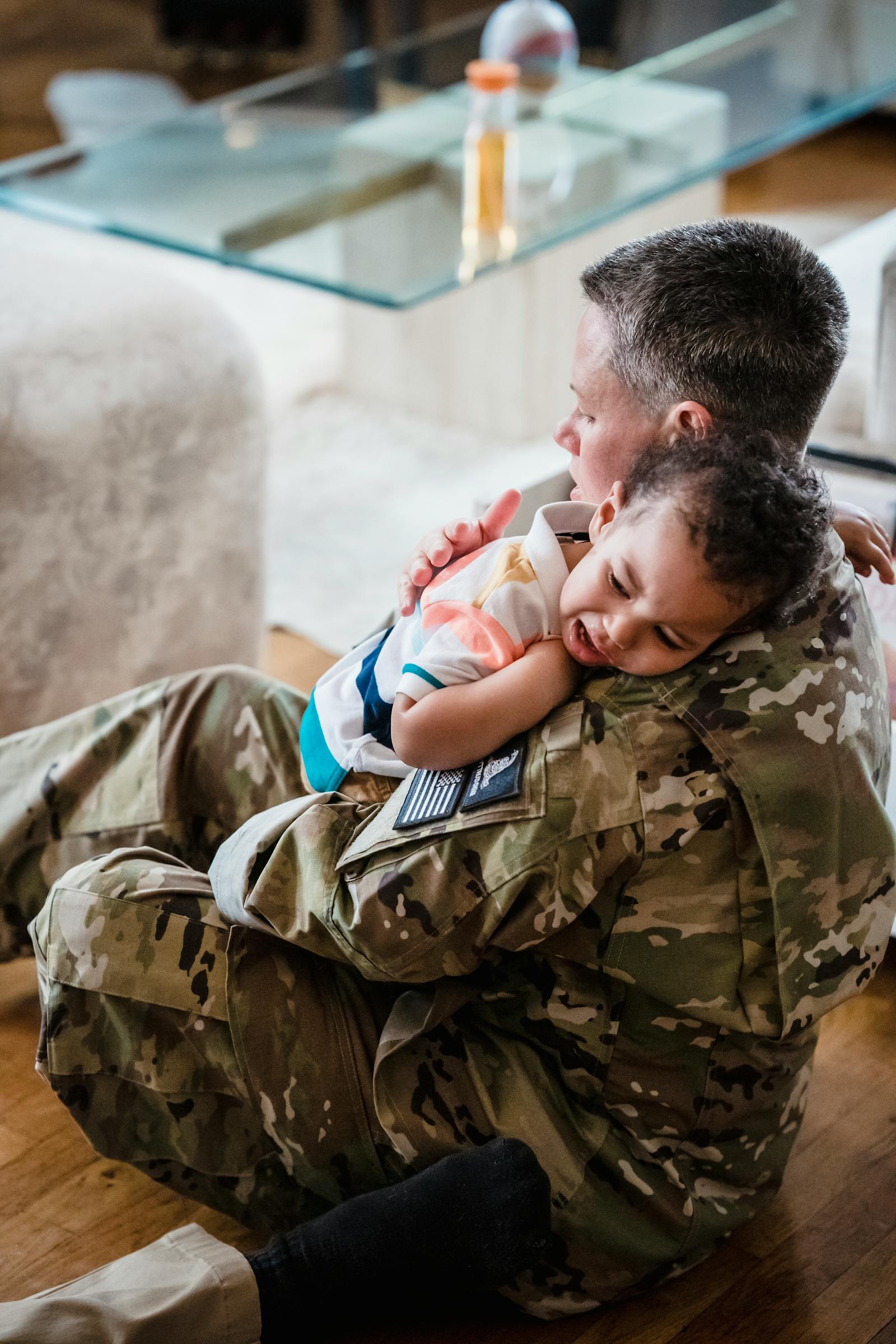 Texas military family reunited at homecoming, the kind of family that lowers its payment with a VA IRRRL streamline refinance from PBT Bancorp