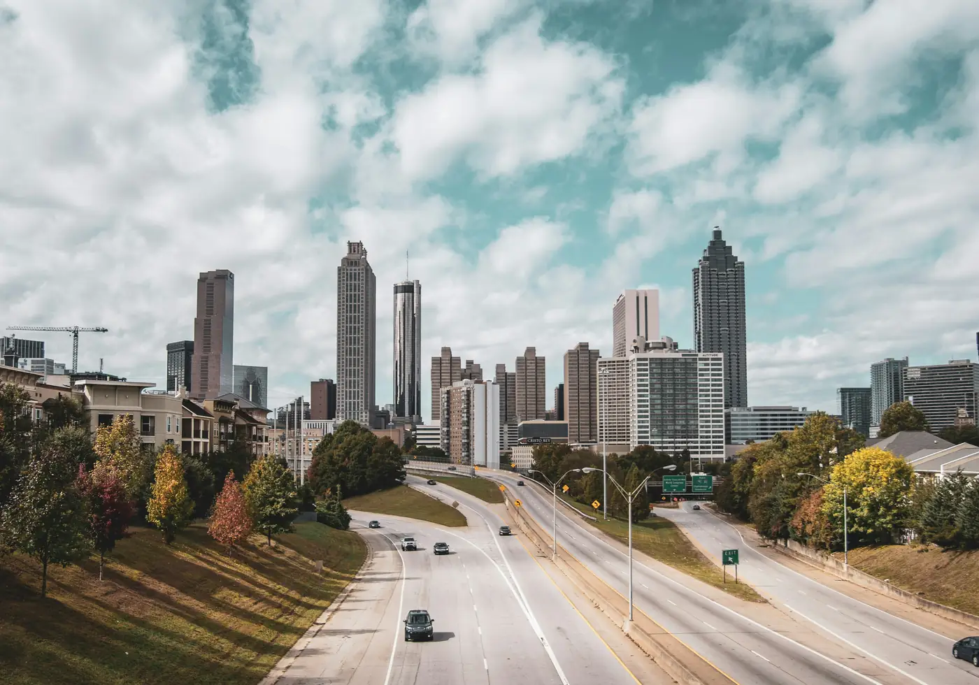 Atlanta skyline from the Jackson Street Bridge, where PBT Bancorp helps the Southeast's largest veteran community buy homes with VA loans