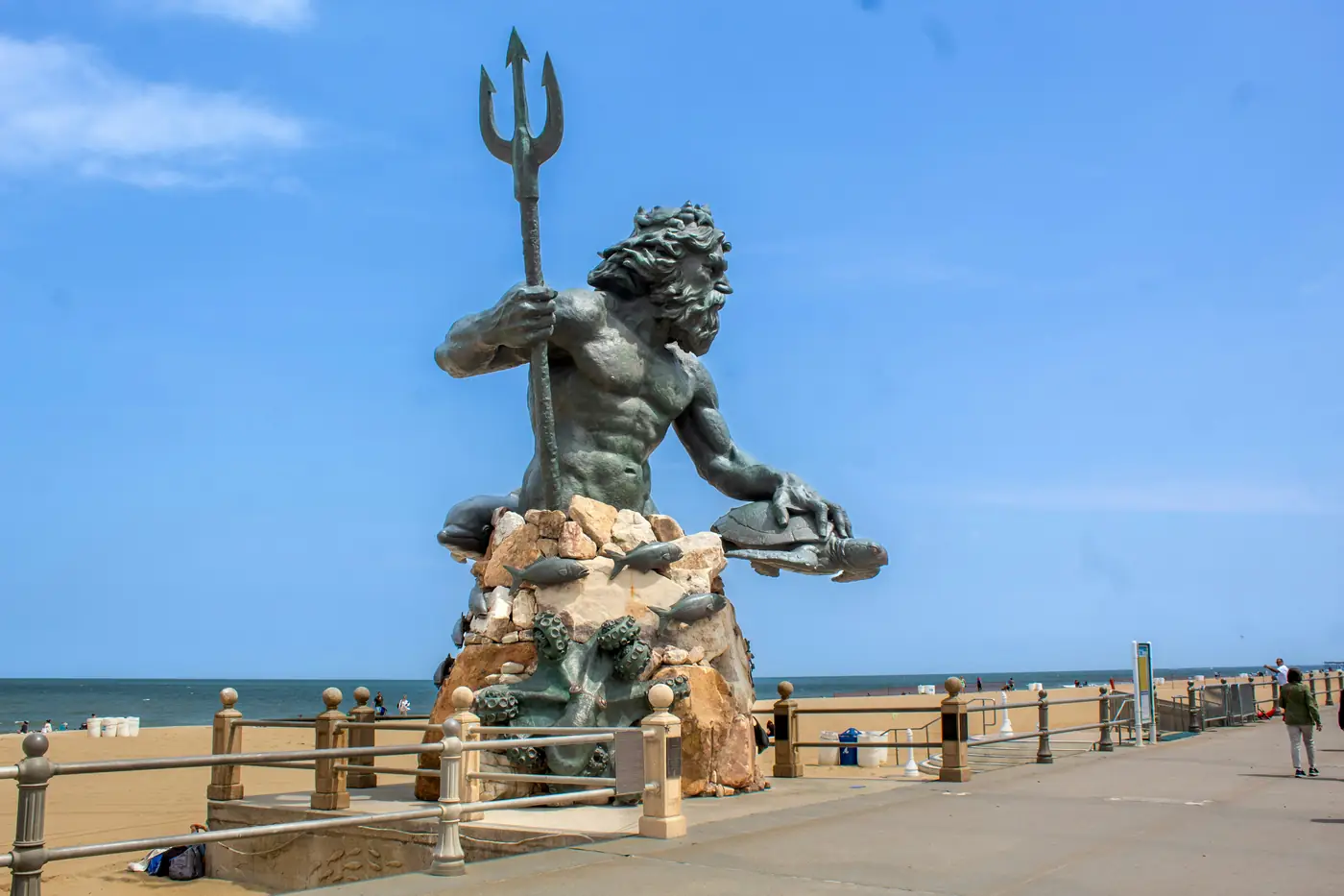 King Neptune statue at the Virginia Beach oceanfront, where PBT Bancorp helps Navy families and Veterans buy homes with VA loans