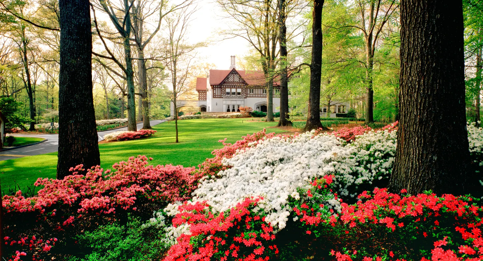Callanwolde Fine Arts Center surrounded by gardens in Atlanta's Druid Hills neighborhood
